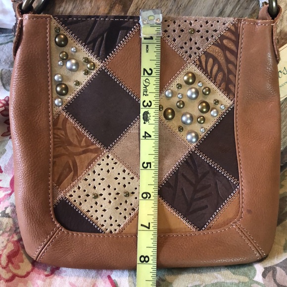 FOSSIL Journey patchwork Crossbody LEATHER Multi-Brown & Hardware Finishes NEW - Picture 16 of 16